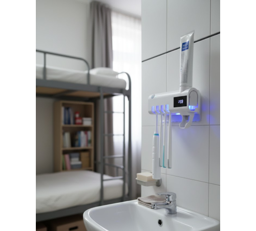 UV Sterilizasyonlu Duvara Monte Otomatik Diş Fırçası Tutucu