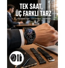 Akıllı Saat Yeni Nesil Üç Kordonlu Nabız Ölçer Çağrı Cevaplama Yeni Nesil