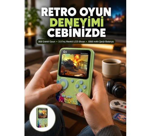 G5 Game Box Retro Mini Oyun Konsolu – 500 Dahili Oyun Yeni Nesil