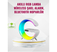 Akıllı Uyku Lambası Gündoğumu Alarmı Kablosuz Şarj ve Müzik Çalar