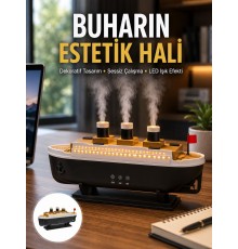 Dekoratif Gemi Modeli 7 Renk Işıklı Hava Nemlendirici ve Oda Kokusu Difüzörü Yeni Nesil