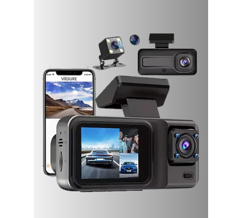 360° Kapsama Sahip Full HD Araç Kamerası 3’lü Kayıt Gece Görüşlü DashCam