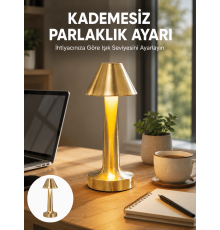 LED Masa Lambası 3 Renk Ayarlı Şarjlı Kablosuz Modern Tasarım Yeni Nesil