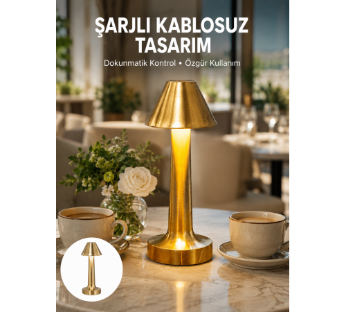 Şarjlı Masa Lambası 3 Işık Modu Kademesiz Karartma Metal Gövde Yeni Nesil