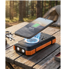 20000 mAh Powerbank Güneş Enerjili Kablosuz Şarj Hızlı Şarj Taşınabilir Batarya
