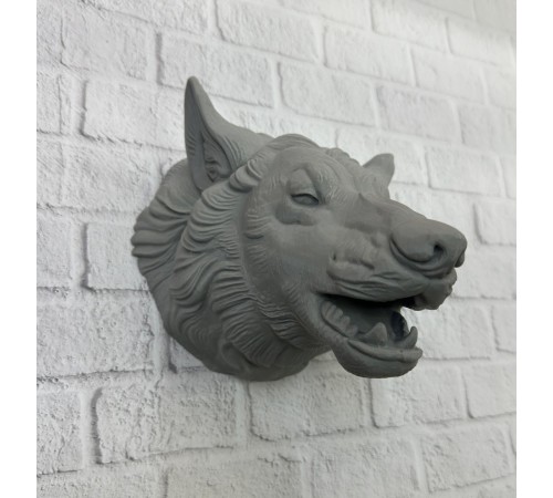 Gri Kurt Duvar Biblosu Güçlü Detaylı Dekoratif Tasarım 25x19 cm