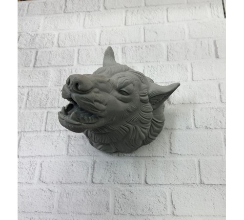Gri Kurt Duvar Biblosu Güçlü Detaylı Dekoratif Tasarım 25x19 cm