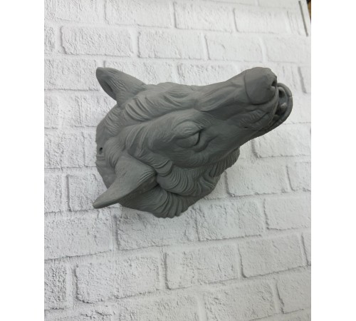 Gri Kurt Duvar Biblosu Güçlü Detaylı Dekoratif Tasarım 25x19 cm