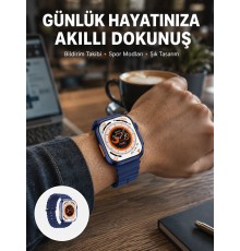 Akıllı Saat 360 mAh Çoklu Spor Modlu Lacivert Siyah Kordon Yeni Nesil