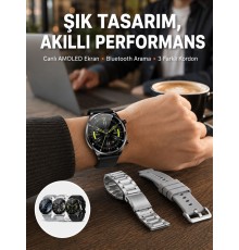 Akıllı Saat Çoklu Kordon Seçeneği Amoled Ekran Çok Fonksiyonlu Bluetooth Bağlantılı Yeni Nesil