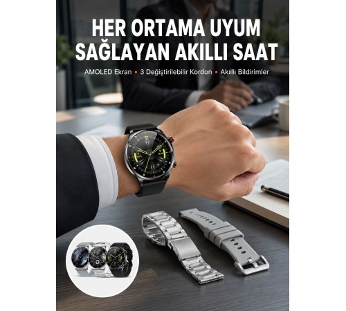 Akıllı Saat Adımsayar Nabız Ölçer Titreşim Özellikli Çağrı Cevaplama Sosyal Medya Yeni Nesil