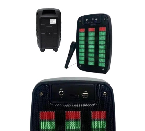 Taşınabilir 6.5 inç LED Bluetooth Kareoke Hoparlör RGB Işıklı Radyolu