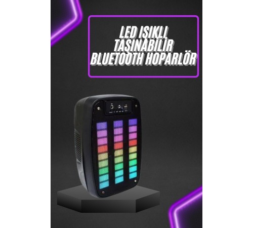 Taşınabilir 6.5 inç LED Bluetooth Kareoke Hoparlör RGB Işıklı Radyolu