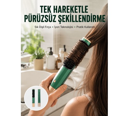 Düzleştirici Fırça Saç Düzleştirici Arada Fön Tarak Taşınabilir Yeni Nesil