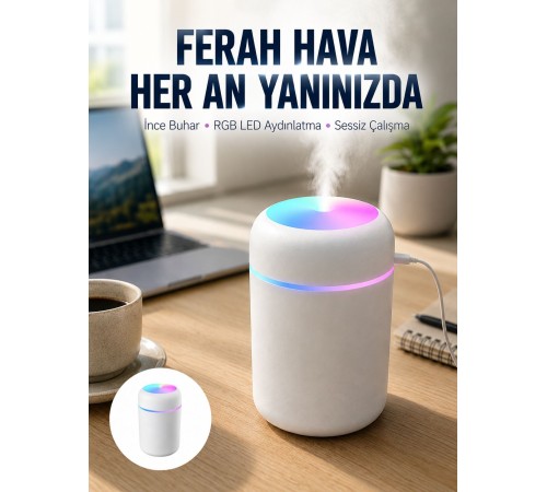 Hava Nemlendirici Buhar Makinesi Led Işıklı USB Dekoratif Nemlendirici Yeni Nesil