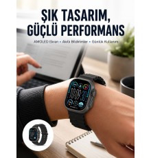 AMOLED Ekran 49mm Ultra Tasarım 3 Kordonlu Akıllı Saat Yeni Nesil
