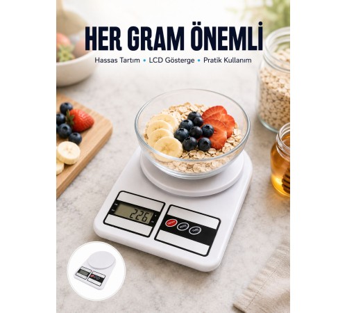 LCD Ekranlı Yüksek Hassasiyetli Dijital Mutfak Terazisi Yeni Nesil