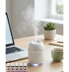 Mini Hava Nemlendirici USB Bağlantılı LED Işıklı 5 Esans Hediyeli Aromaterapi Difüzörü