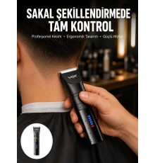 Şarjlı Tıraş Makinesi – Dijital Ekranlı, IPX7 Su Geçirmez, Titanyum Bıçaklı Yeni Nesil