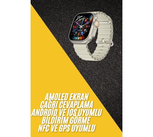 Akıllı Saat Kol Saati Android ve İOS Uyumlu Nabız Ölçer Sesli Asistan Yeni Nesil