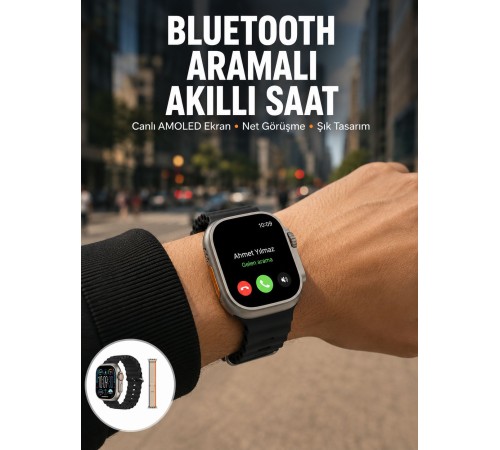 Akıllı Saat Kol Saati Android ve İOS Uyumlu Nabız Ölçer Sesli Asistan Yeni Nesil