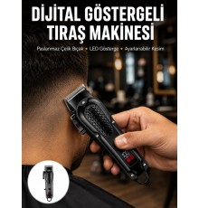 Dijital Profesyonel Kablosuz Saç Sakal Tıraş Makinası Sessiz Paslanmaz Çelik Yeni Nesil