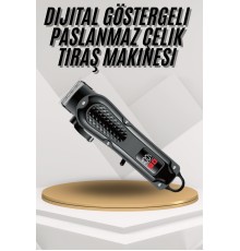 Dijital Profesyonel Kablosuz Saç Sakal Tıraş Makinası Sessiz Paslanmaz Çelik