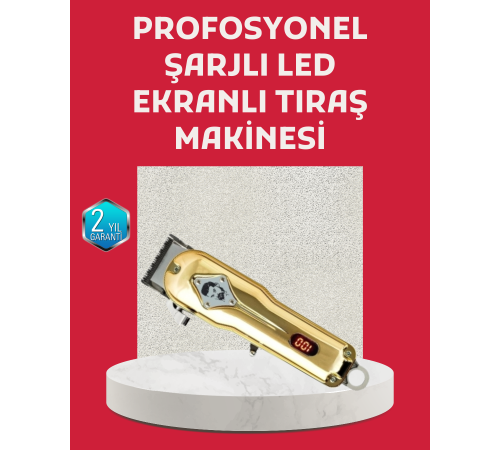Type-C Şarjlı LCD Ekranlı Profesyonel Saç Sakal Tıraş Makinesi