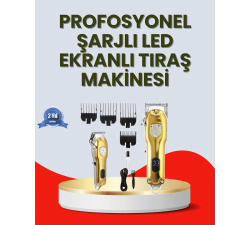 Type-C Şarjlı LCD Ekranlı Profesyonel Saç Sakal Tıraş Makinesi