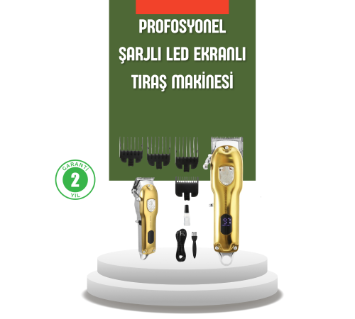 Type-C Şarjlı LCD Ekranlı Profesyonel Saç Sakal Tıraş Makinesi