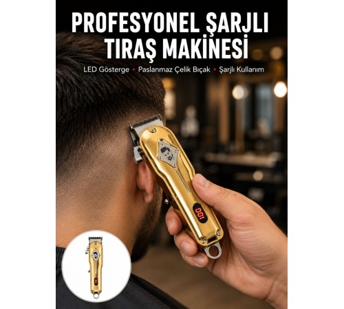 Type-C Şarjlı LCD Ekranlı Profesyonel Saç Sakal Tıraş Makinesi Yeni Nesil