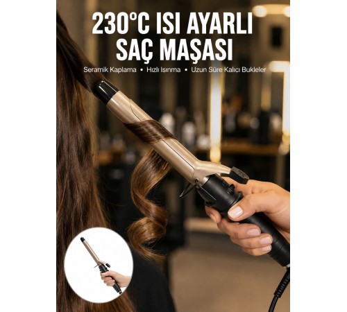 230 Derece Isı Ayarlı Seramik Saç Maşası 25 mm Yeni Nesil