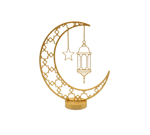 3D Hilal Cami Dekor Özel Baskı 20x20 cm Şık Masa Üstü