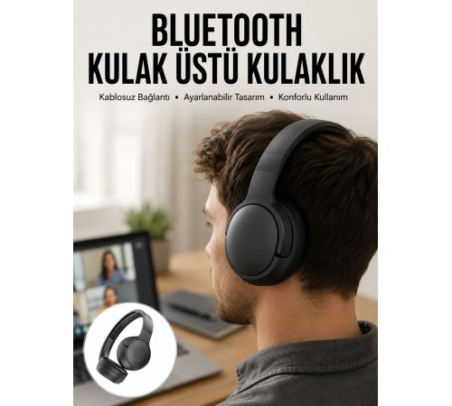 Kablosuz Bluetooth Kulaklık Kulak Üstü Ayarlanabilir Uzun Ömürlü Yeni Nesil