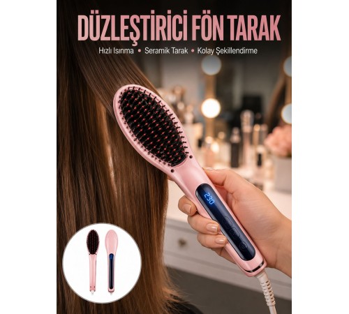 Saç Düzleştirici Tarak Dijital Göstergeli Seramik Kaplama Sıkı Dişli Yeni Nesil