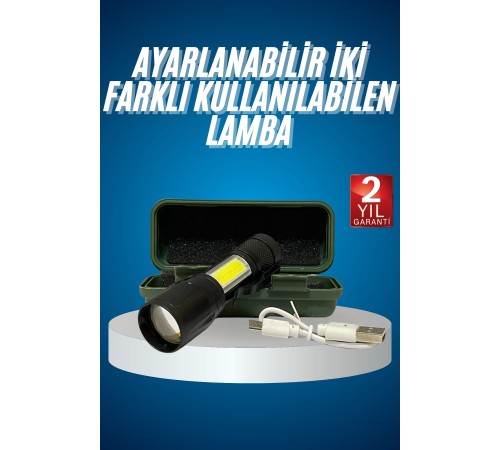 Led Lamba El Feneri Küçük Taşınabilir USB Şarjlı Acil Durum Lambası