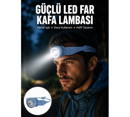 LED Kafa Lambası Kamp Yürüyüş ve Gece Kullanımı İçin Yeni Nesil