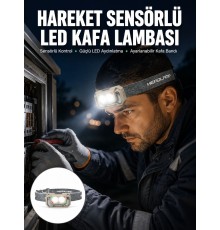 Şarjlı Wave Sensörlü LED Kafa Feneri Outdoor Kullanım Yeni Nesil