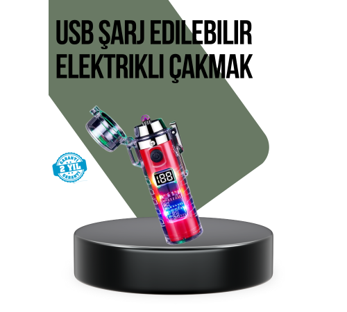 Güç Göstergeli Şarjlı Fenerli USB Elektrikli Çakmak