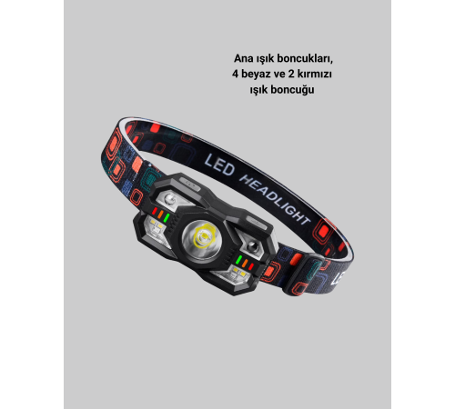 Şarj Edilebilir LED Far Hareket Sensörlü 5 Modlu Outdoor Yeni Nesil