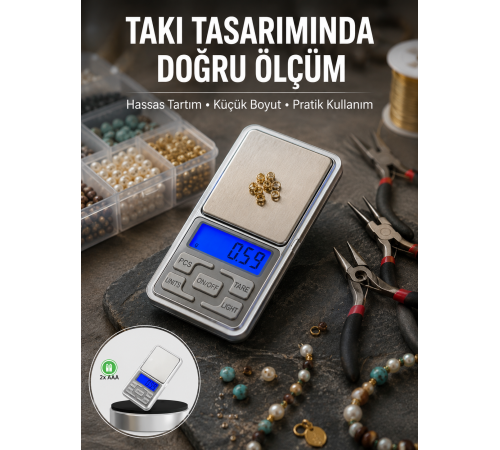 Mavi Işıklı LCD Ekranlı Hassas Tartı Terazisi Yeni Nesil