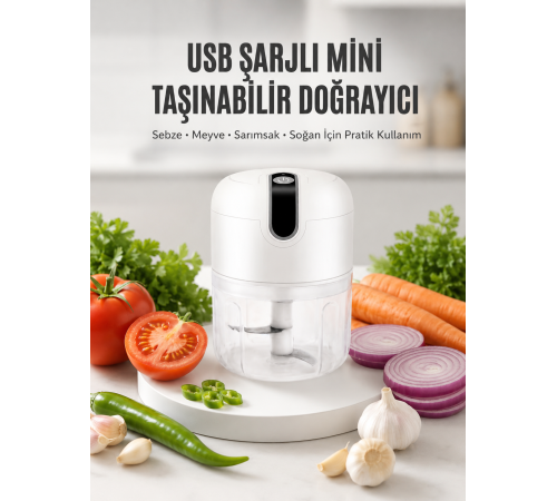 Rondo Doğrayıcı 250 ML Taşınabilir USB Şarjlı Pratik El Rondo Blender (Kopya)