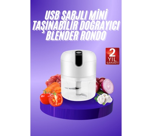 Rondo Doğrayıcı 250 ML Taşınabilir USB Şarjlı Pratik El Rondo Blender