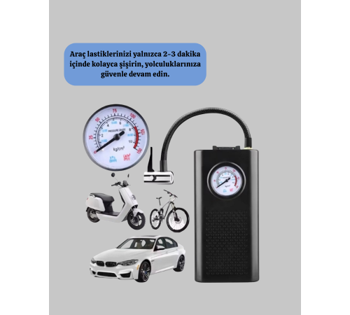 Type-C Şarjlı Güçlü Elektrikli Kompresör Motosiklet Oto Bisiklet İçin Yeni Nesil