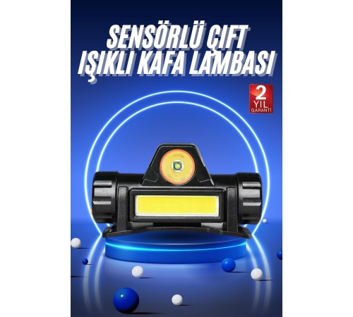 Ledli Şarjlı Kafa Lambası LED Şarjlı Su Geçirmez Kafa Feneri