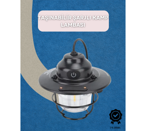 USB Şarjlı Retro LED Kamp Feneri – 4 Işık Modu, Su Geçirmez, Taşınabilir
