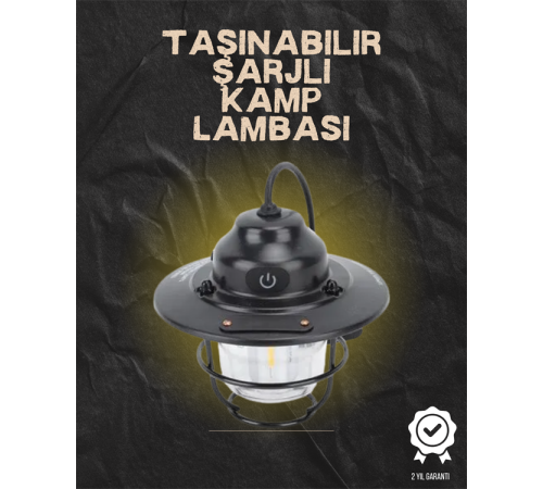 USB Şarjlı Retro LED Kamp Feneri – 4 Işık Modu, Su Geçirmez, Taşınabilir