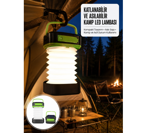 Kamp Lambası Katlanabilir Lamba Solar Şarjlı Led Lamba El Fenerli Yeni Nesil