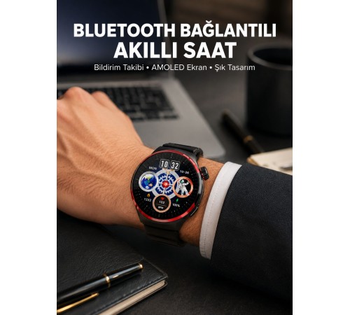 NFC Destekli Akıllı Saat AMOLED Ekranlı Şık Tasarım Yeni Nesil