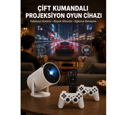 Kablosuz Mini Projeksiyon Cihazı Oyun ve Film İçin Taşınabilir Ev Sineması Yeni Nesil